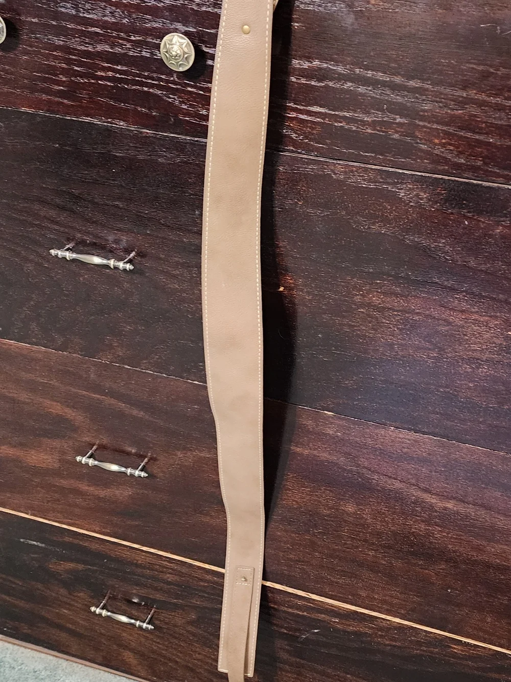 Women's Wide Leather Belt Strap in Beige
